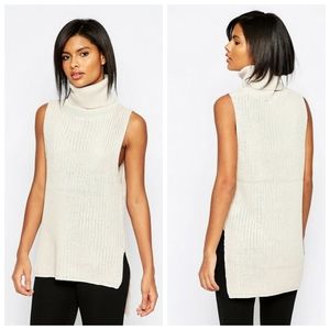 ASOS Brave Soul White Ribbed Sleeveless Sweater